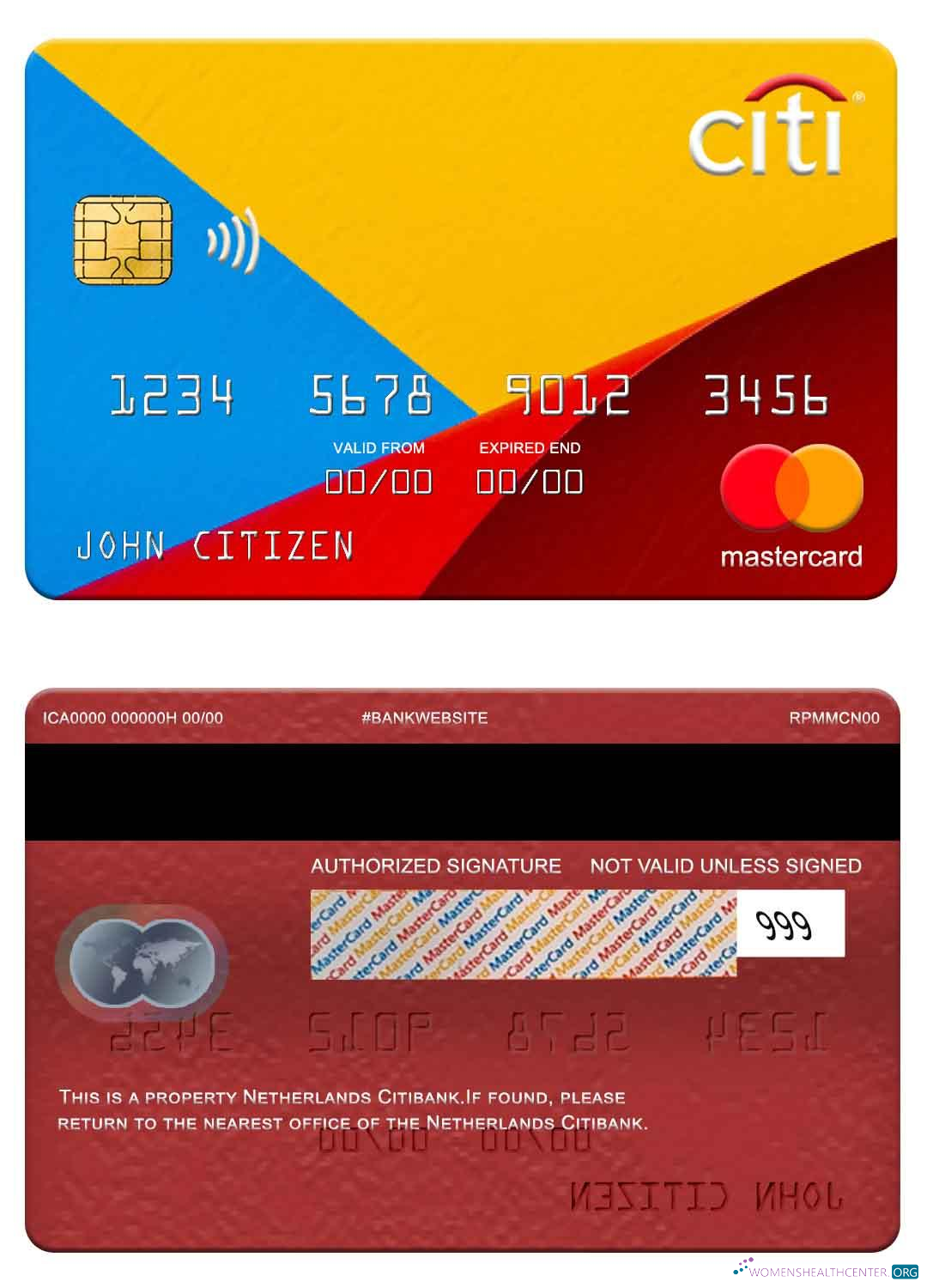 Download Netherlands Citibank mastercard Photoshop template